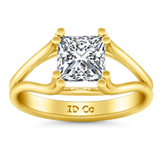 Solitaire Diamond Princess Cut Engagement Ring Bella 14K Yellow Gold