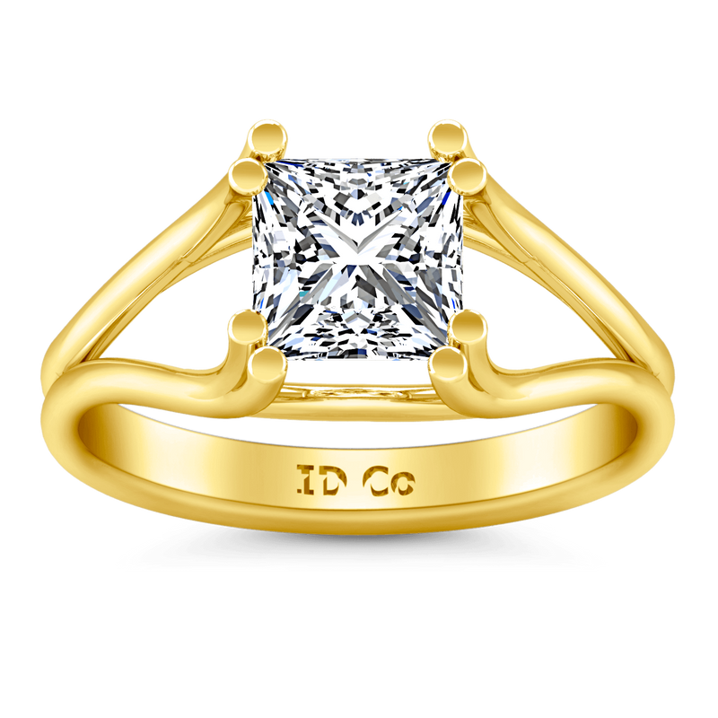 Solitaire Diamond Princess Cut Engagement Ring Bella 14K Yellow Gold