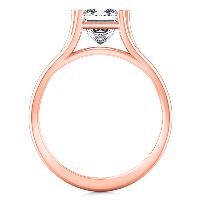 Solitaire Diamond Princess Cut Engagement Ring Bella 14K Rose Gold