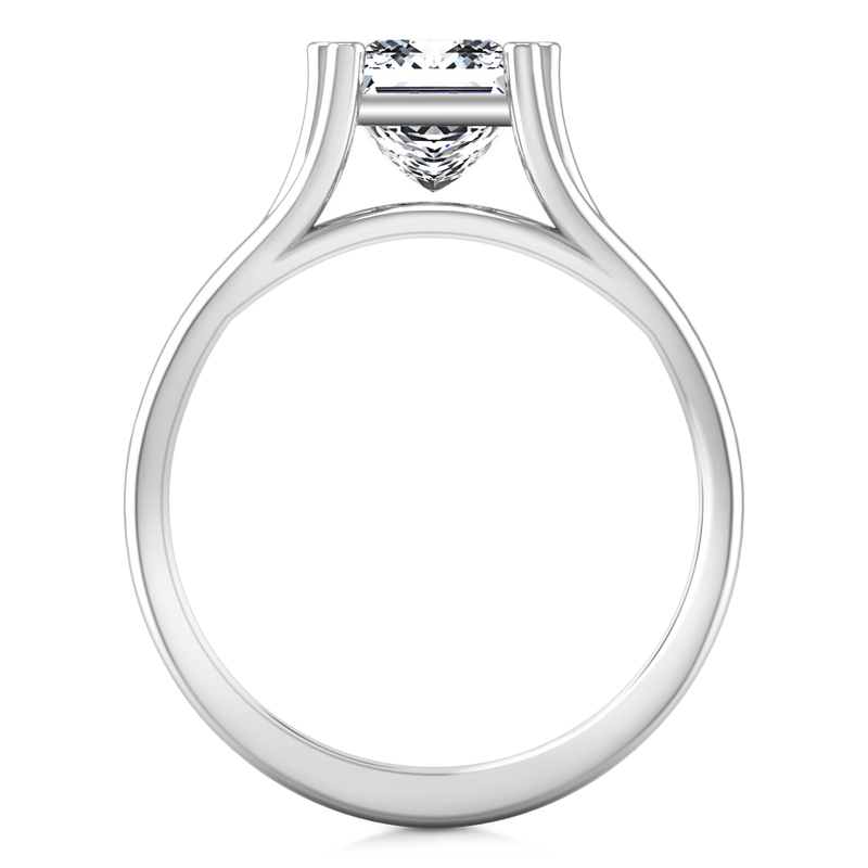 Solitaire Princess Cut Diamond Engagement Ring Bella 14K White Gold