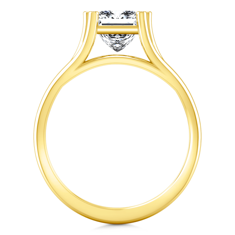 Solitaire Diamond Princess Cut Engagement Ring Bella 14K Yellow Gold