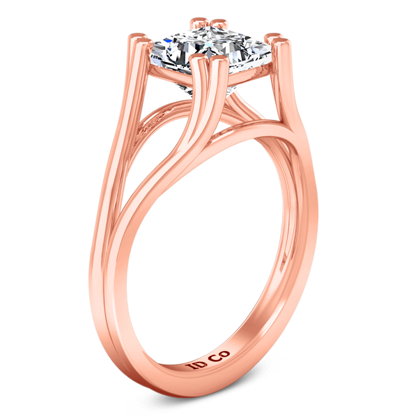 Solitaire Diamond Princess Cut Engagement Ring Bella 14K Rose Gold