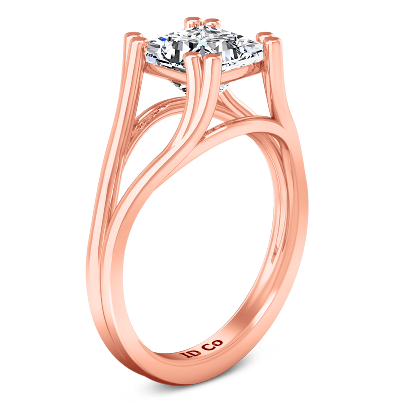 Solitaire Diamond Princess Cut Engagement Ring Bella 14K Rose Gold