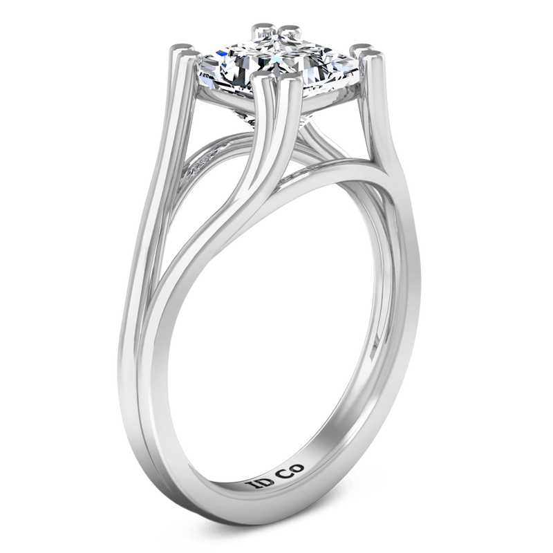 Solitaire Princess Cut Diamond Engagement Ring Bella 14K White Gold
