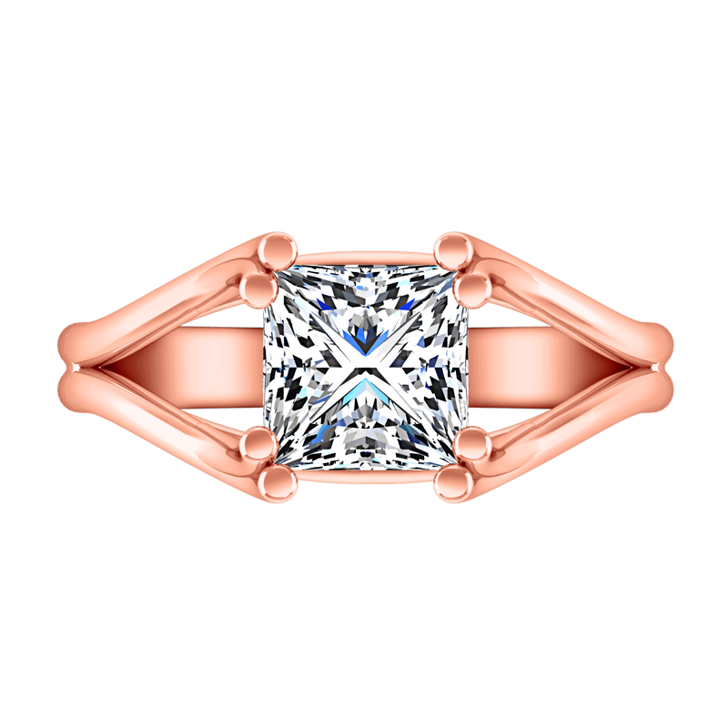 Solitaire Diamond Princess Cut Engagement Ring Bella 14K Rose Gold