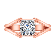 Solitaire Diamond Princess Cut Engagement Ring Bella 14K Rose Gold