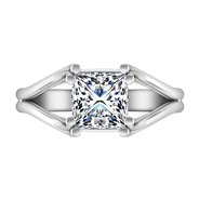 Solitaire Princess Cut Diamond Engagement Ring Bella 14K White Gold