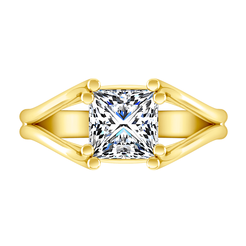 Solitaire Diamond Princess Cut Engagement Ring Bella 14K Yellow Gold