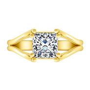 Solitaire Diamond Princess Cut Engagement Ring Bella 14K Yellow Gold