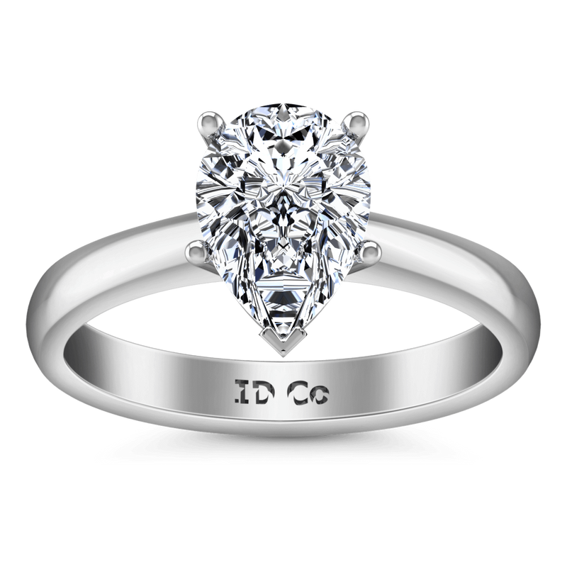 Solitaire Pear Diamond Engagement Ring Hillary 14K White Gold