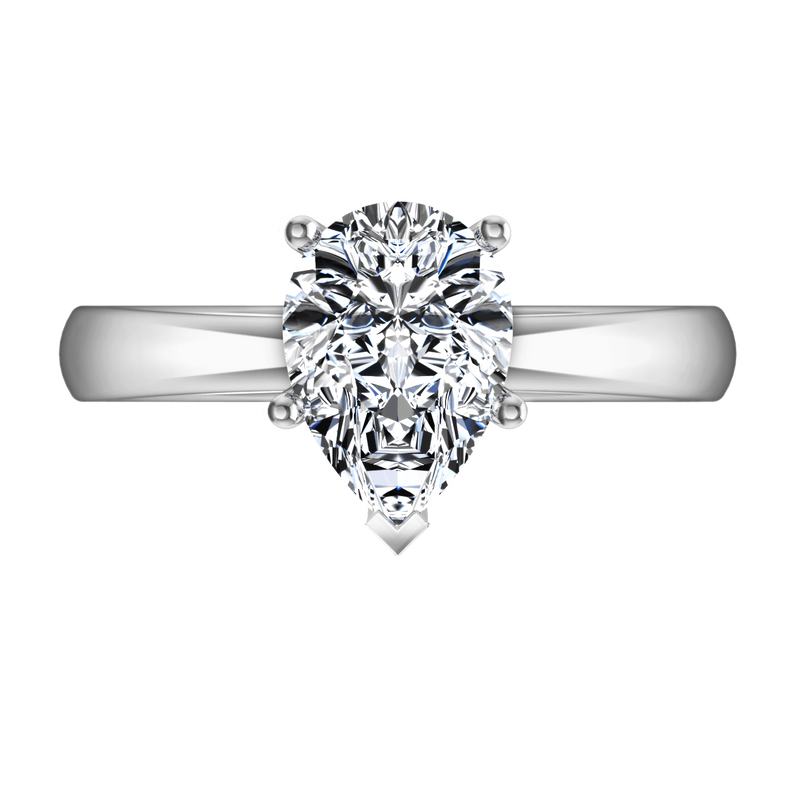 Solitaire Pear Diamond Engagement Ring Hillary 14K White Gold