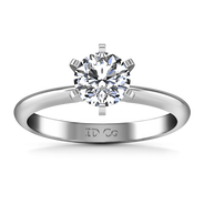 Round Diamond Solitaire Engagement Ring Classic 6 Prong 14K White Gold