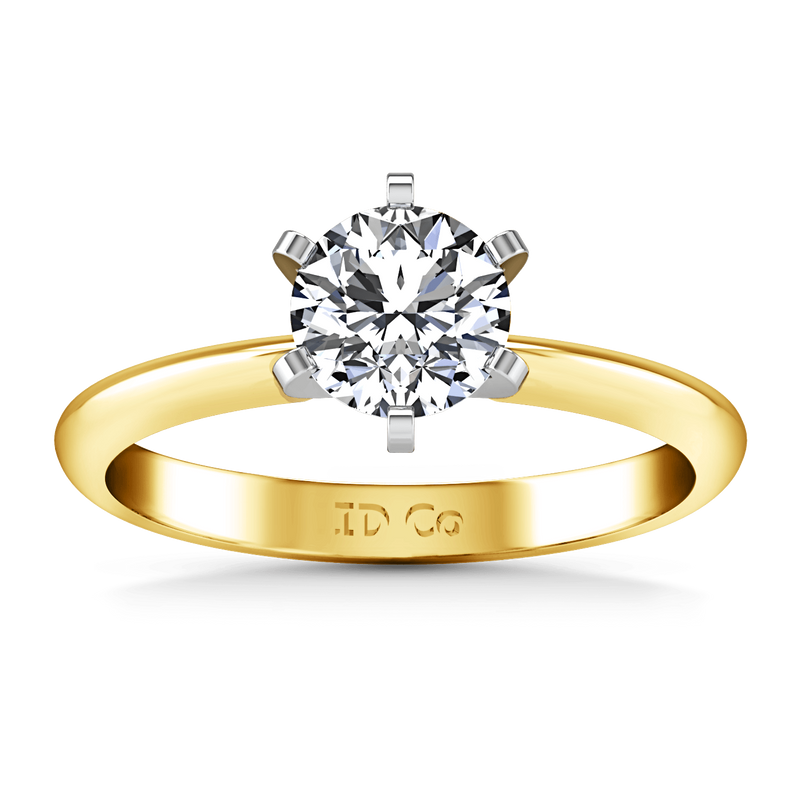 Solitaire Diamond Engagement Ring Classic 6 Prong 14K Yellow Gold