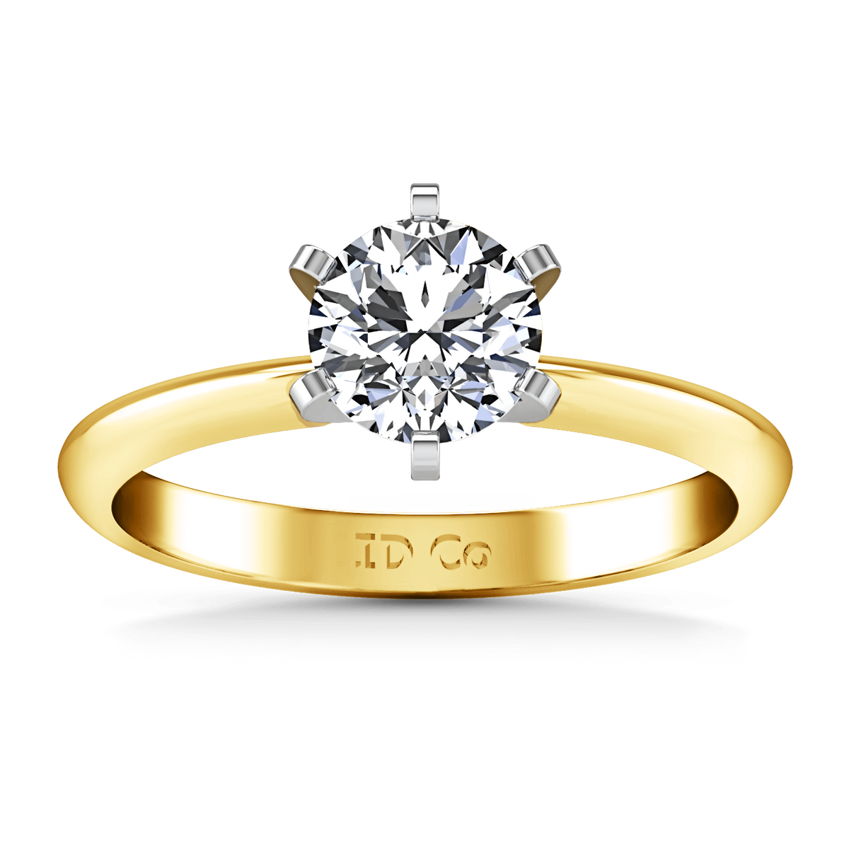 Solitaire Diamond Engagement Ring Classic 6 Prong 14K Yellow Gold
