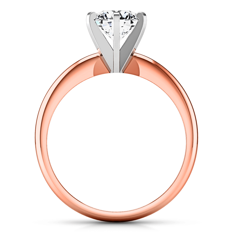 Solitaire Diamond Engagement Ring Classic 6 Prong 14K Rose Gold