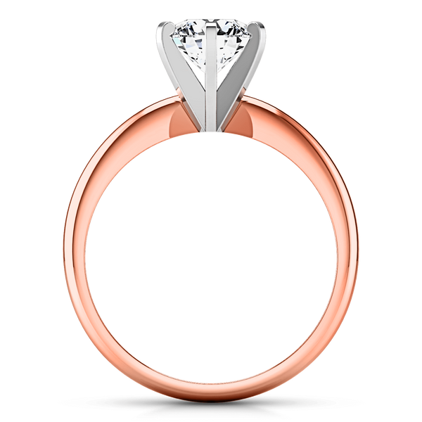 Solitaire Diamond Engagement Ring Classic 6 Prong 14K Rose Gold