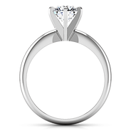 Round Diamond Solitaire Engagement Ring Classic 6 Prong 14K White Gold