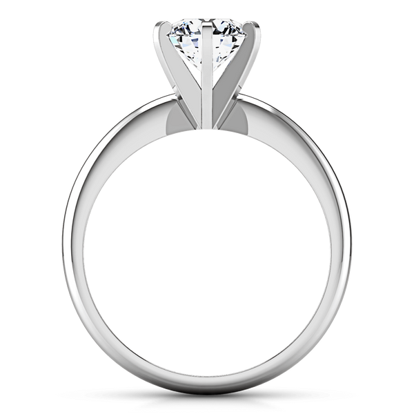 Round Diamond Solitaire Engagement Ring Classic 6 Prong 14K White Gold
