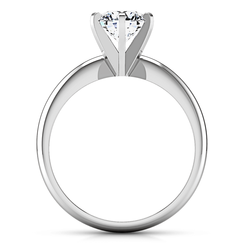 Round Diamond Solitaire Engagement Ring Classic 6 Prong 14K White Gold