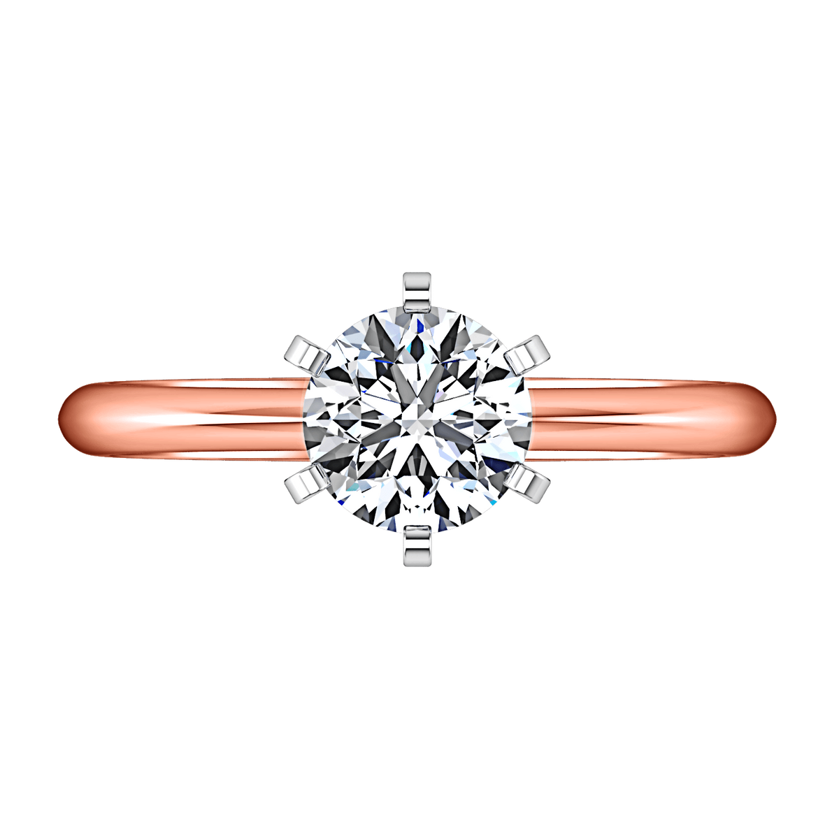Solitaire Diamond Engagement Ring Classic 6 Prong 14K Rose Gold