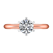 Solitaire Diamond Engagement Ring Classic 6 Prong 14K Rose Gold