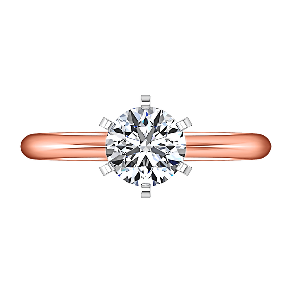 Solitaire Diamond Engagement Ring Classic 6 Prong 14K Rose Gold