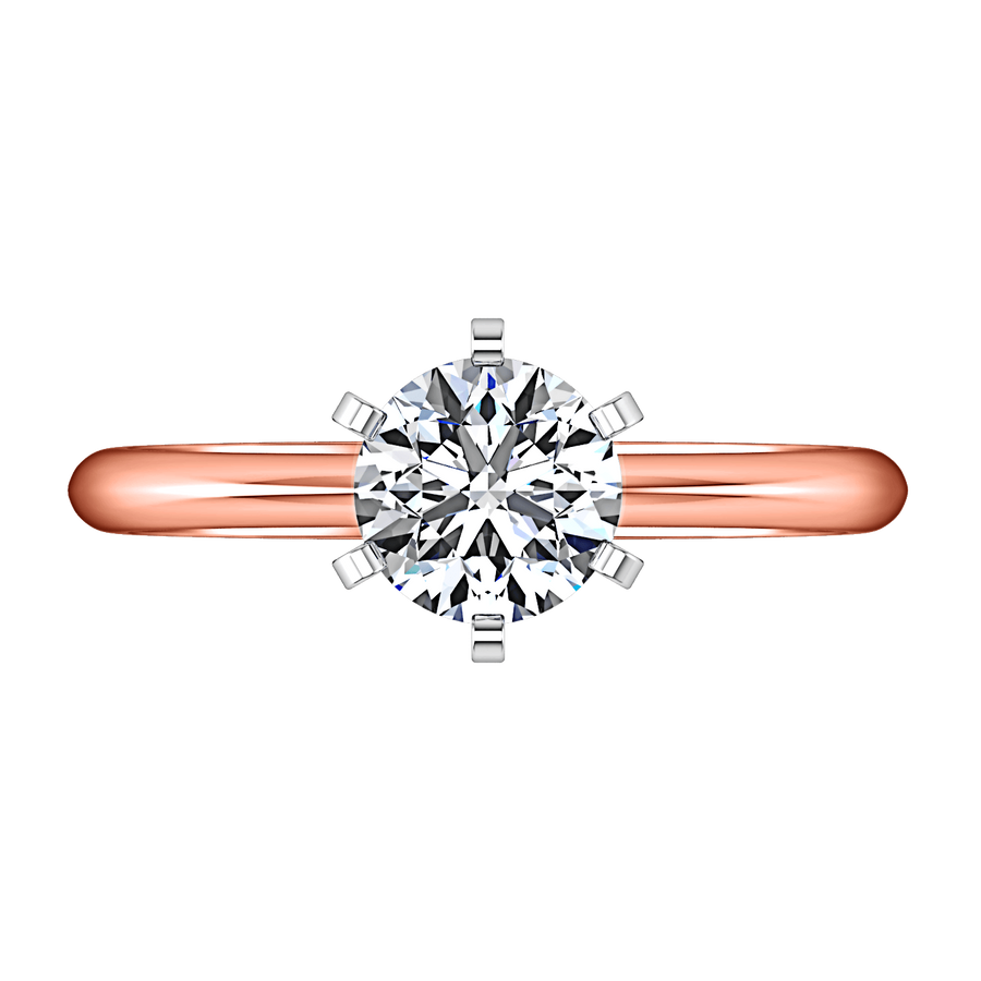 Solitaire Diamond Engagement Ring Classic 6 Prong 14K Rose Gold