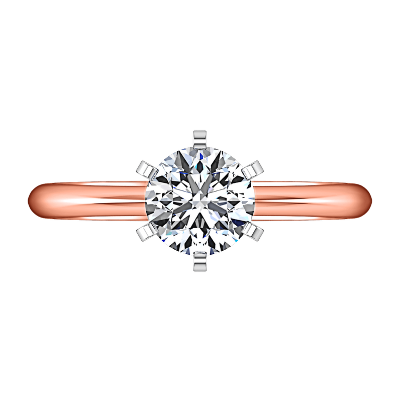 Solitaire Diamond Engagement Ring Classic 6 Prong 14K Rose Gold