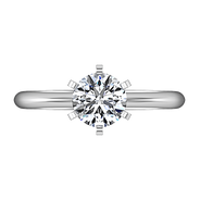 Round Diamond Solitaire Engagement Ring Classic 6 Prong 14K White Gold