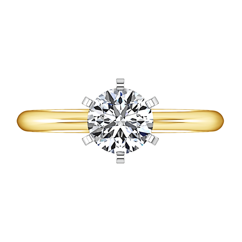 Solitaire Diamond Engagement Ring Classic 6 Prong 14K Yellow Gold