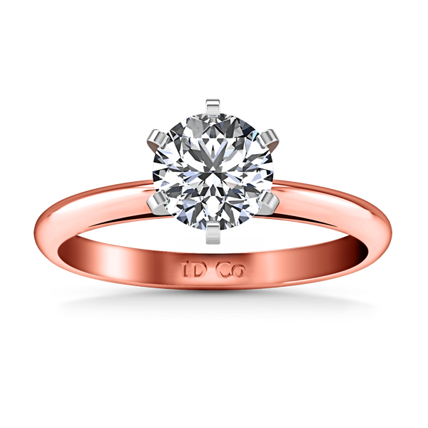 Solitaire Diamond Engagement Ring Cathedral 6 Prong 14K Rose Gold