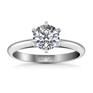 Round Diamond Solitaire Engagement Ring Cathedral 6 Prong 14K White Gold