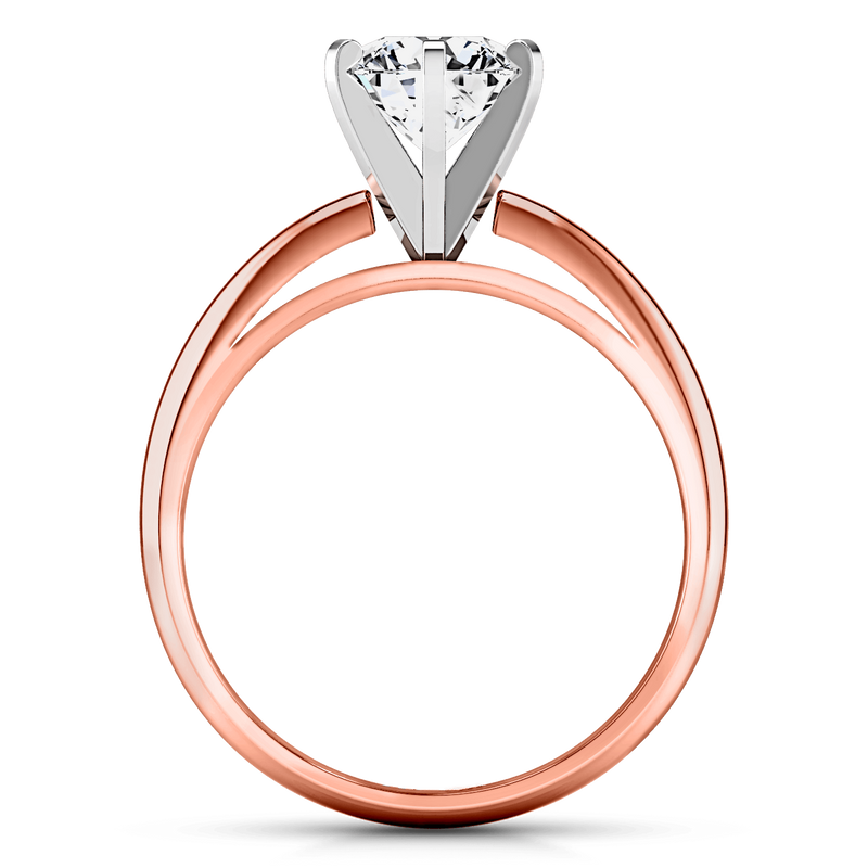 Solitaire Diamond Engagement Ring Cathedral 6 Prong 14K Rose Gold
