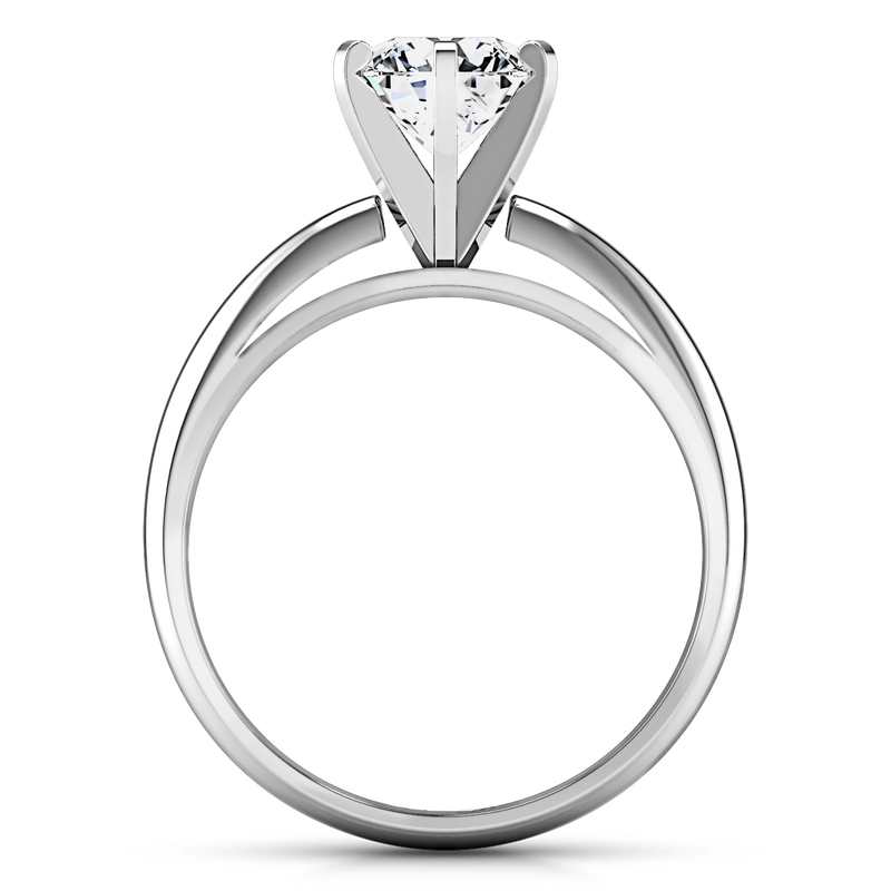 Round Diamond Solitaire Engagement Ring Cathedral 6 Prong 14K White Gold