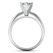 Round Diamond Solitaire Engagement Ring Cathedral 6 Prong 14K White Gold