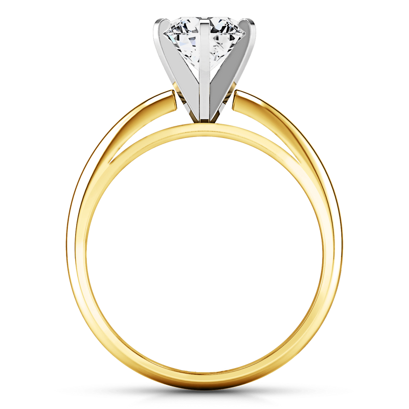 Solitaire Diamond Engagement Ring Cathedral 6 Prong 14K Yellow Gold