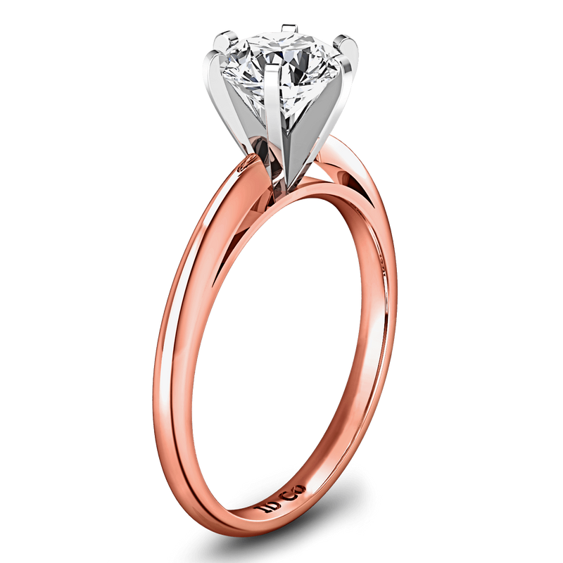 Solitaire Diamond Engagement Ring Cathedral 6 Prong 14K Rose Gold