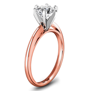 Solitaire Diamond Engagement Ring Cathedral 6 Prong 14K Rose Gold