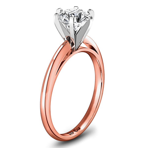 Solitaire Diamond Engagement Ring Cathedral 6 Prong 14K Rose Gold