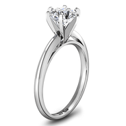 Round Diamond Solitaire Engagement Ring Cathedral 6 Prong 14K White Gold