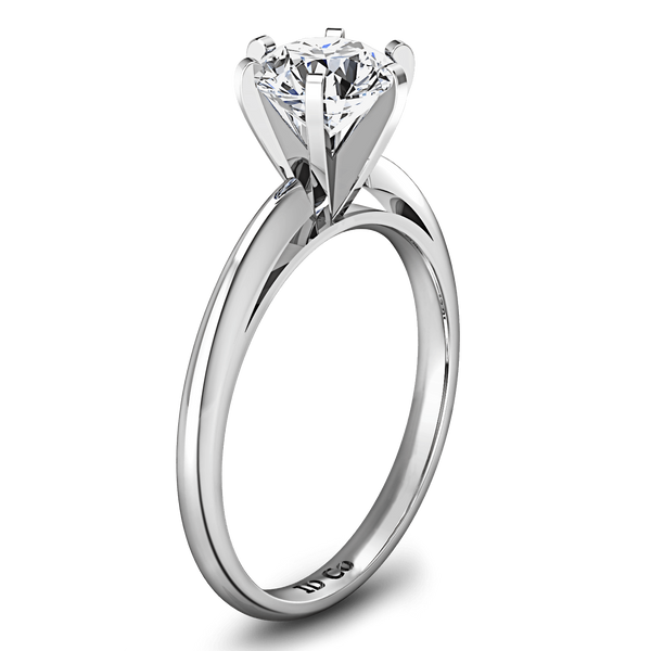 Round Diamond Solitaire Engagement Ring Cathedral 6 Prong 14K White Gold