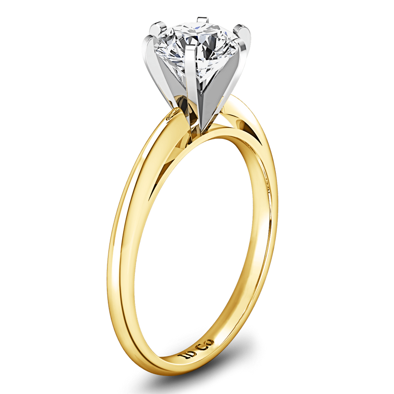 Solitaire Diamond Engagement Ring Cathedral 6 Prong 14K Yellow Gold