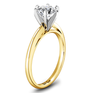 Solitaire Diamond Engagement Ring Cathedral 6 Prong 14K Yellow Gold