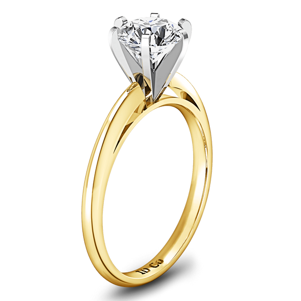 Solitaire Diamond Engagement Ring Cathedral 6 Prong 14K Yellow Gold