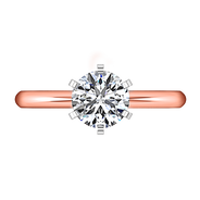 Solitaire Diamond Engagement Ring Cathedral 6 Prong 14K Rose Gold