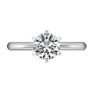 Round Diamond Solitaire Engagement Ring Cathedral 6 Prong 14K White Gold