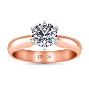 Solitaire Diamond Engagement Ring Wide Classic 6 Prong 14K Rose Gold