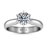 Round Diamond Solitaire Engagement Ring Wide Classic 6 Prong 14K White Gold