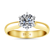 Solitaire Diamond Engagement Ring Wide Classic 6 Prong 14K Yellow Gold