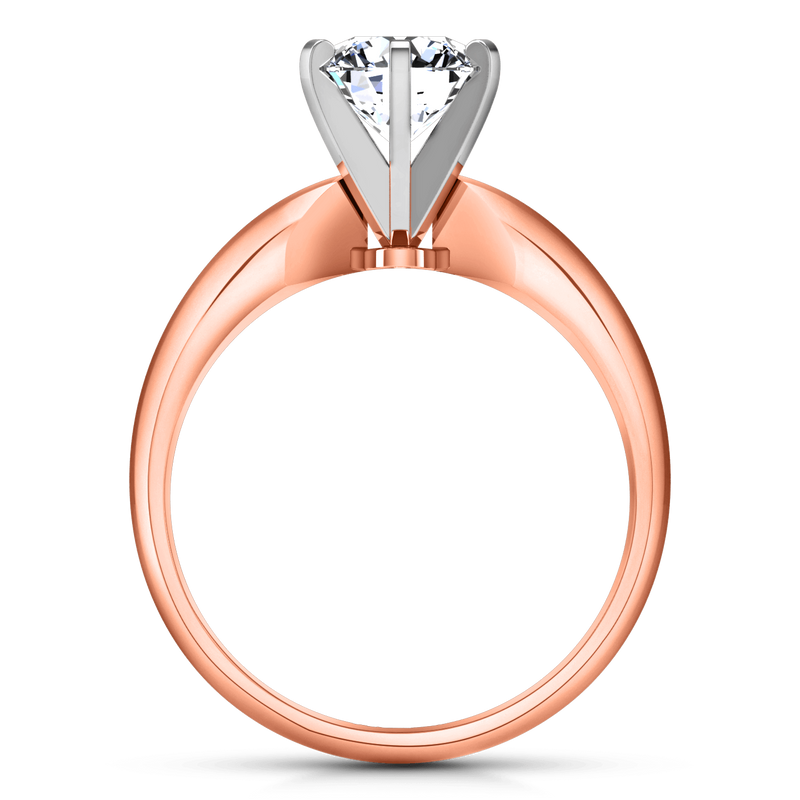 Solitaire Diamond Engagement Ring Wide Classic 6 Prong 14K Rose Gold